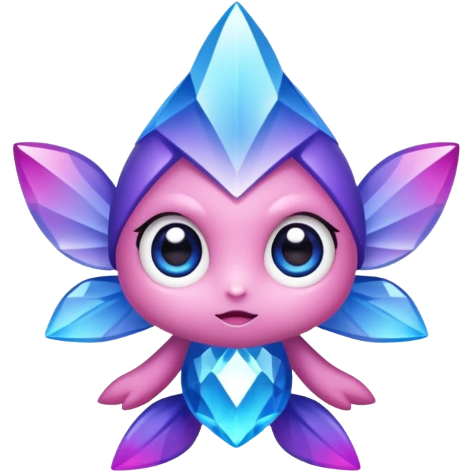 kawaii chibi style crystal sprite creature that is purple, blue, and pink  emoji
