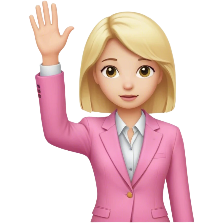 Blond girl pink suit hand  emoji