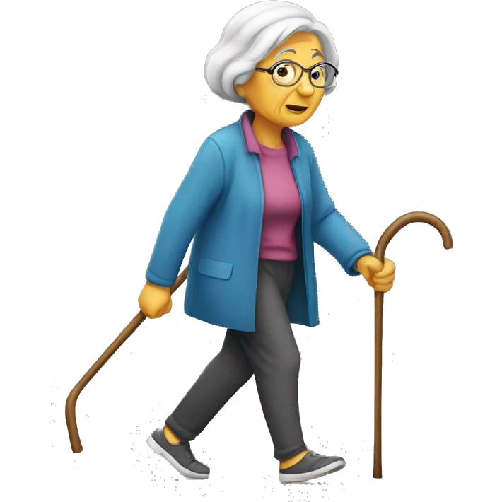 old woman walking with cane emoji