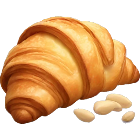 Croissant with sliced almonds on top emoji