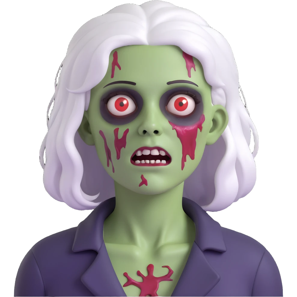 mulher zumbi com cabelo branco emoji