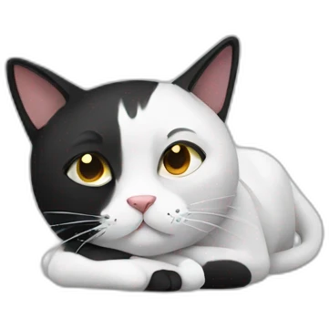 lazy black and white cat emoji