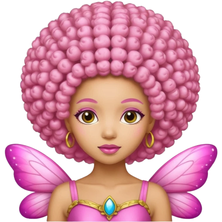 pink afrocentric light skin fairy with afro hair emoji