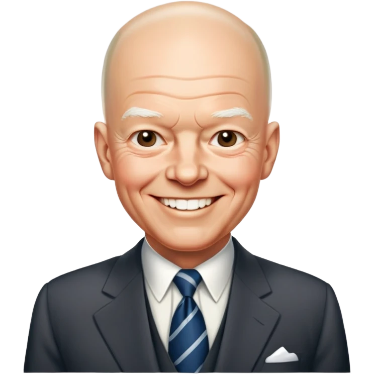 President Dwight D. Eisenhower with his characteristic smile and bald head, wearing a suit and tie emoji