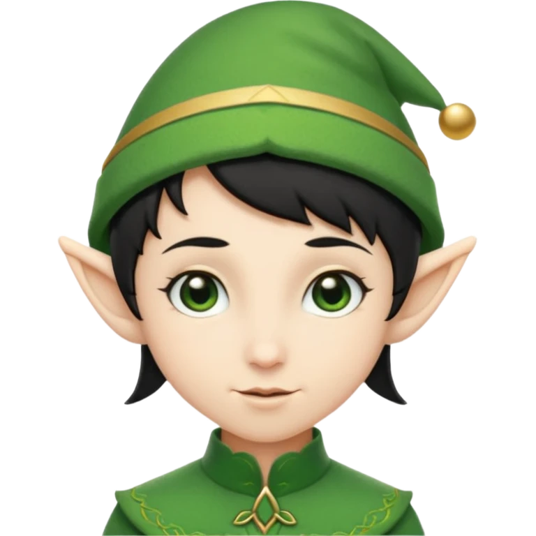 elf with short black hair and green hat emoji