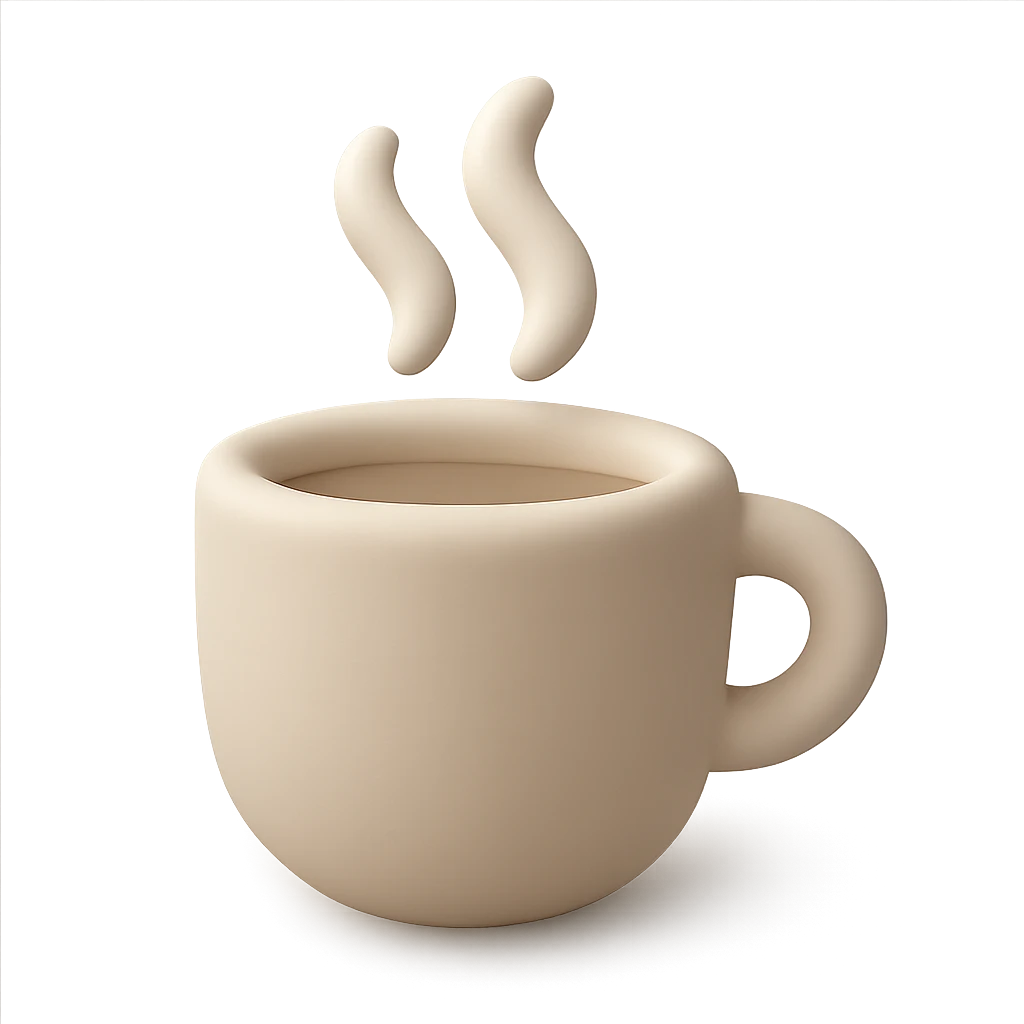 A coffee cup with gentle steam rising, rounded soft edges and minimal details emoji