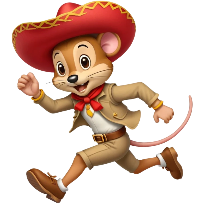 Speedy Gonzales cartoon mouse with red sombrero running fast emoji