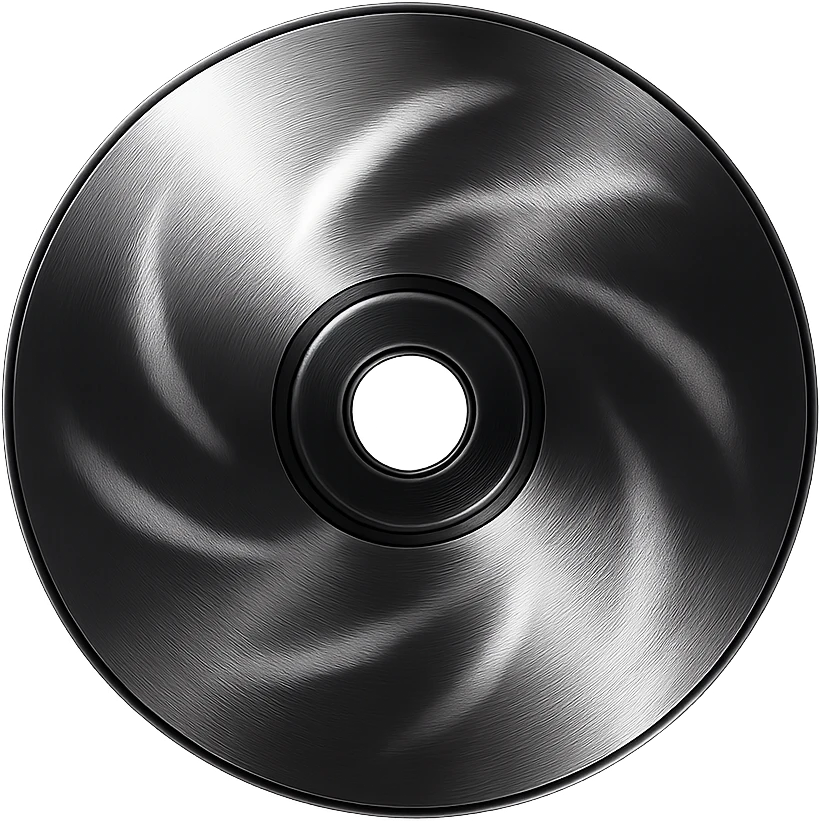 A minimalist CD disc with abstract pattern, glowing effect, purple color emoji