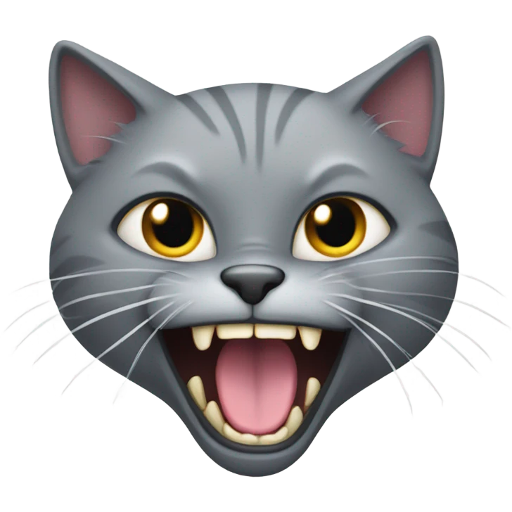 Grey cat with fangs emoji
