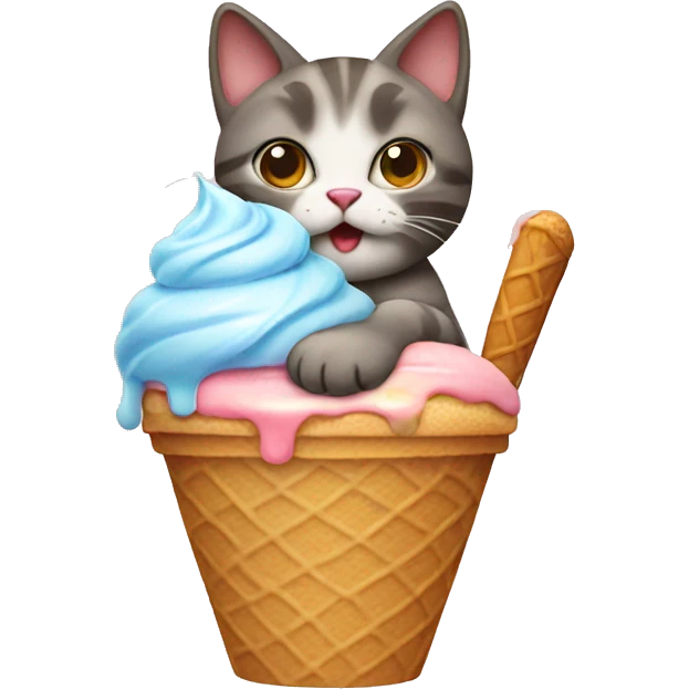 cat with ice cream emoji