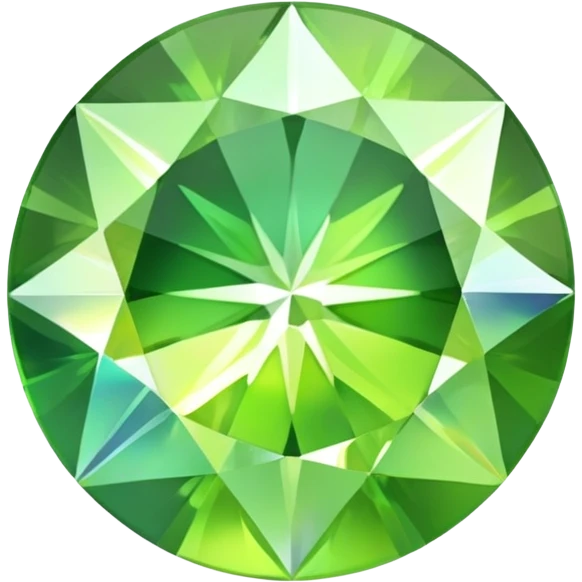 round cut gemstone with iridescent shine, lime green color, brilliant facets emoji
