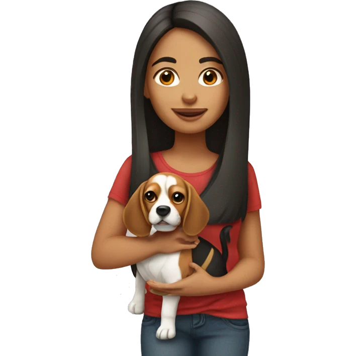 mexican hair girl with beagle emoji