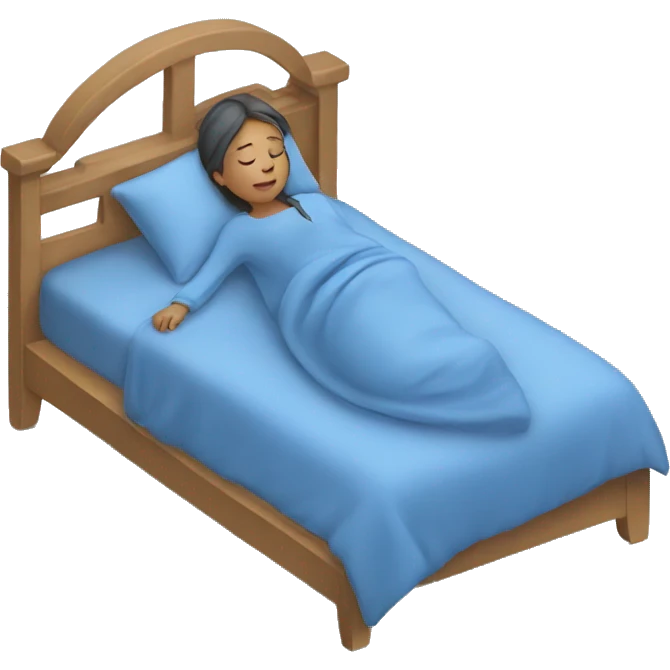 girl sleep in her blue bed emoji
