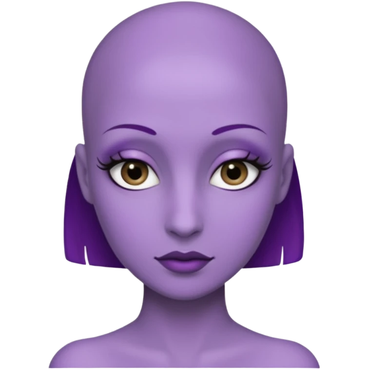 make her skin purple, she has no hair and her eyelashes are huge emoji
