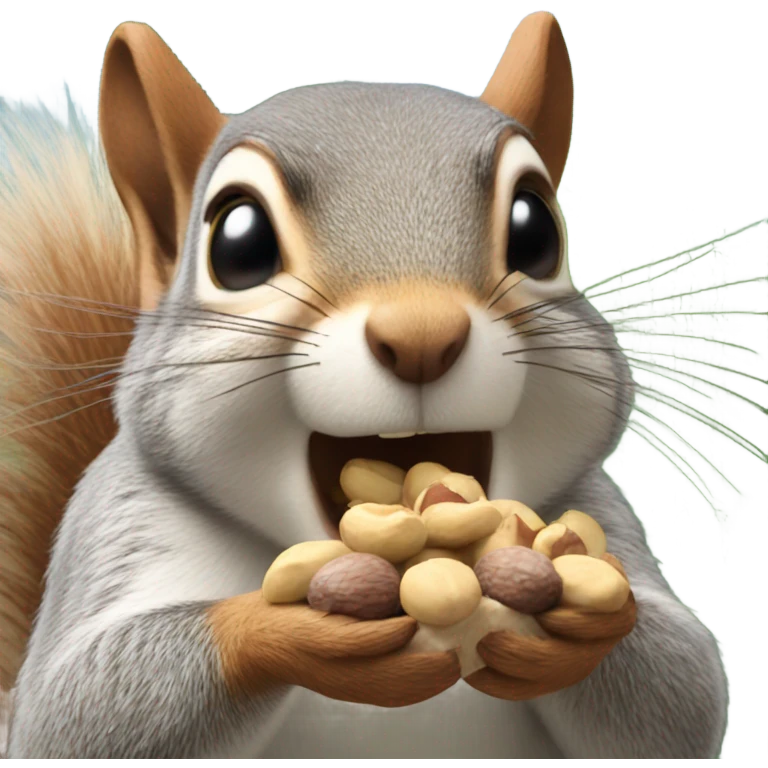 Squirrel that has 15 nuts in his mouth emoji