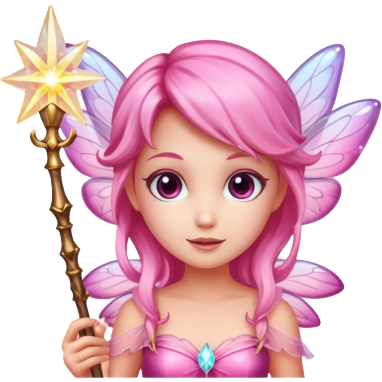 Pink fairy with wand emoji