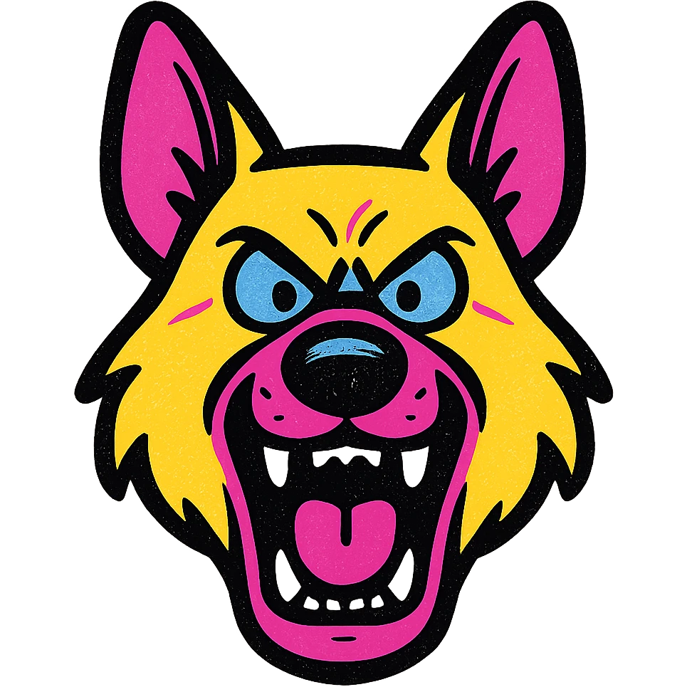 Angry German shepherd head with open mouth emoji