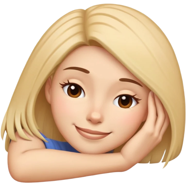 Exhausted but smiling woman with head resting on palm emoji