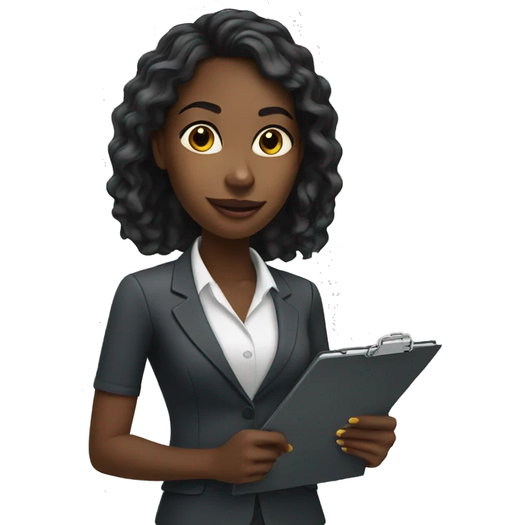 Young black professional female holding a clipboard emoji