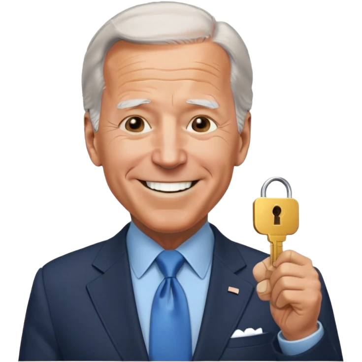 Joe Biden with keys to a new house emoji