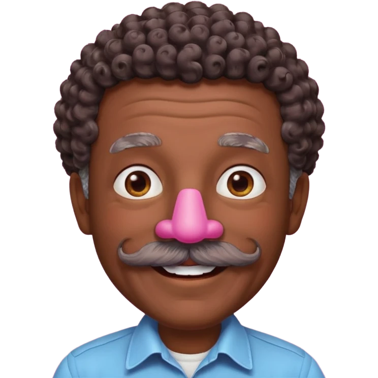 old guy with very curly short dark hair and big  pink mustache emoji