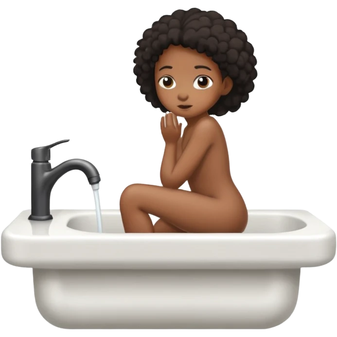Black Girl naked pooping on the sink emoji