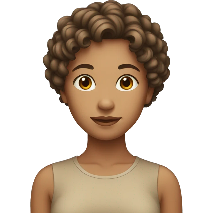Girl with tan skin and short curly hair emoji