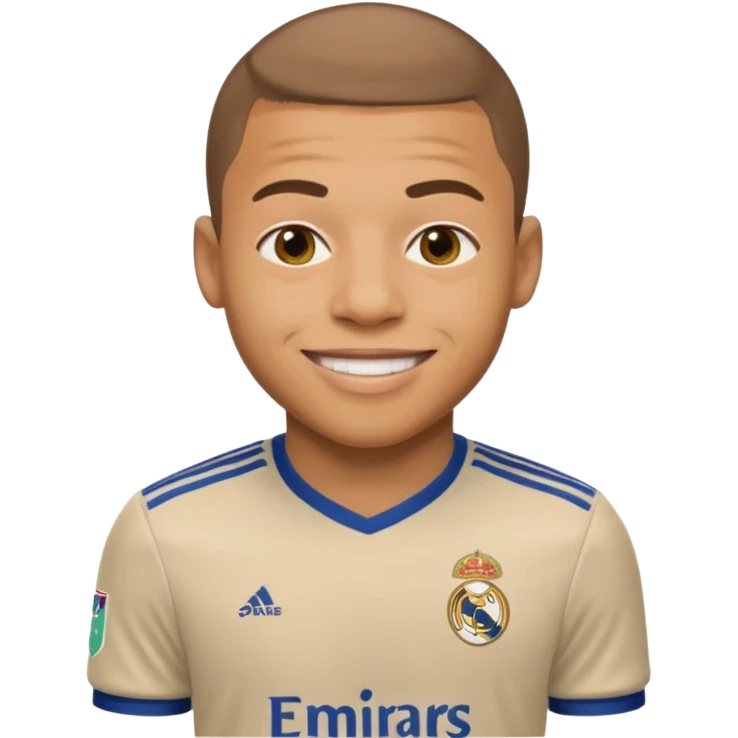 Fait moi un emojis de mbappe avec le maillots du real emoji