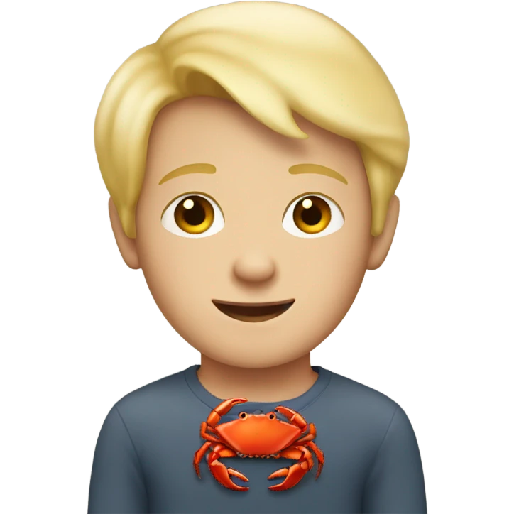 Blond boy with crab emoji