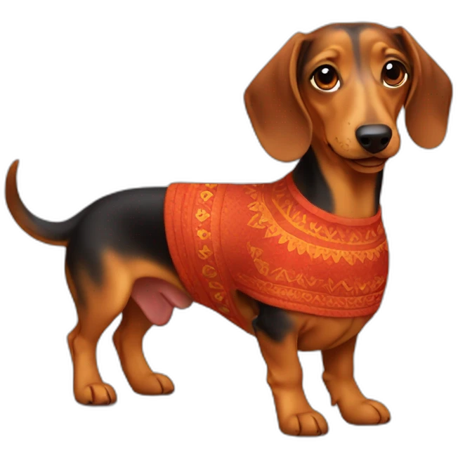 Cute Lady fire Dachshund with chilean dress emoji