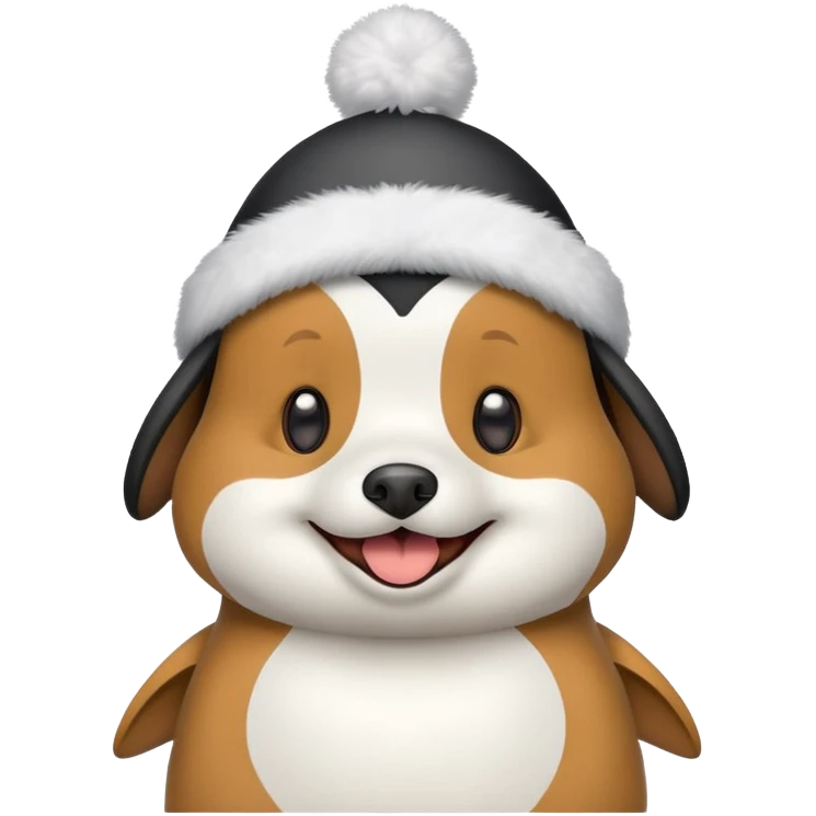 dog wearing a penguin hat emoji