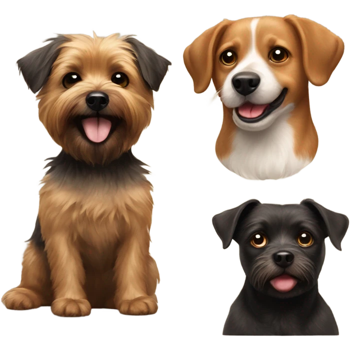 Happy black  cairn terrier and a happy brown beagle  emoji