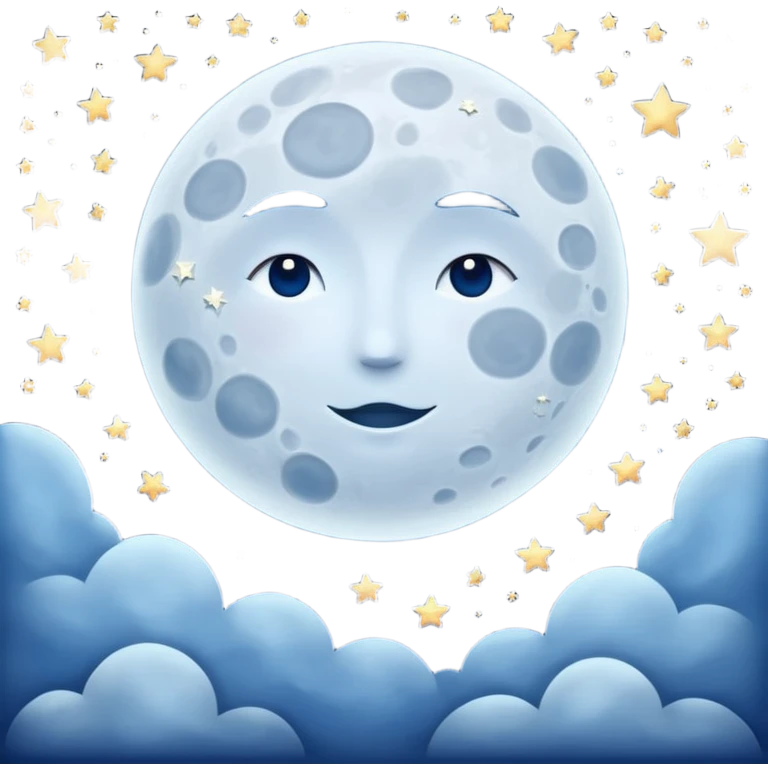 "Peaceful moon in a starry night sky with soft glow, no people" emoji