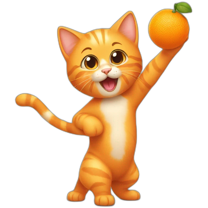 orange kittn playing with an orange. emoji