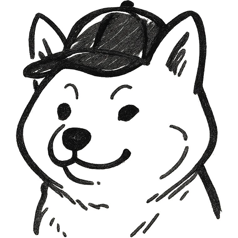 Shiba Inu in a black cap emoji