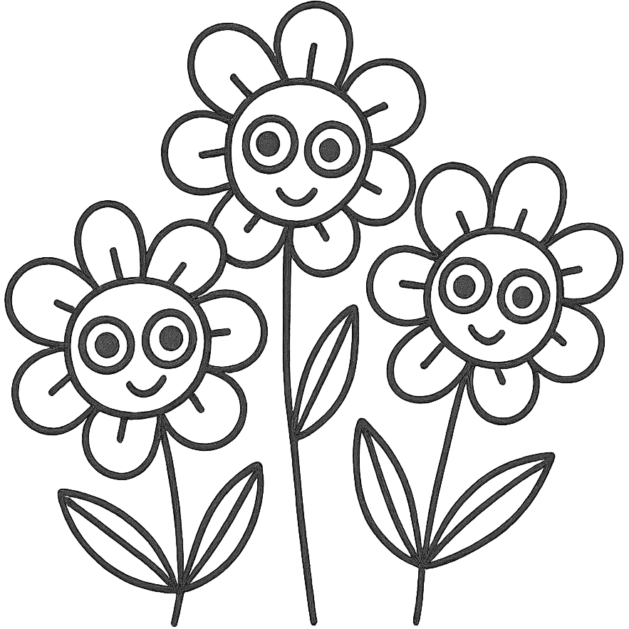 цветы с глазками, стиль 6 emoji