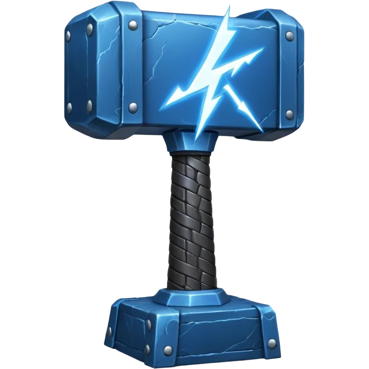 Thor's hammer with lightning infused emoji