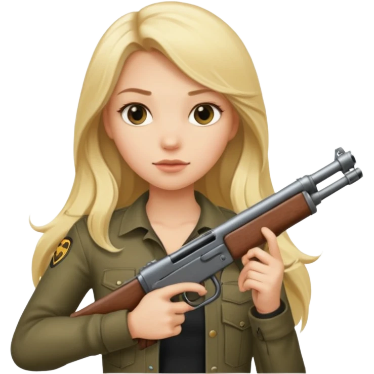 Beautiful blonde Long Hair Gangsta girl with a big gun emoji
