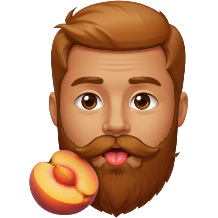 Man with beard licking peach emoji