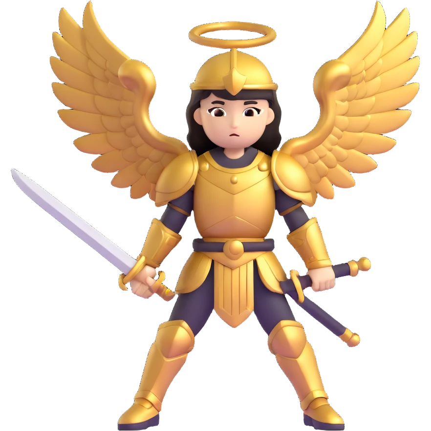 warrior angel with sword and golden armor emoji