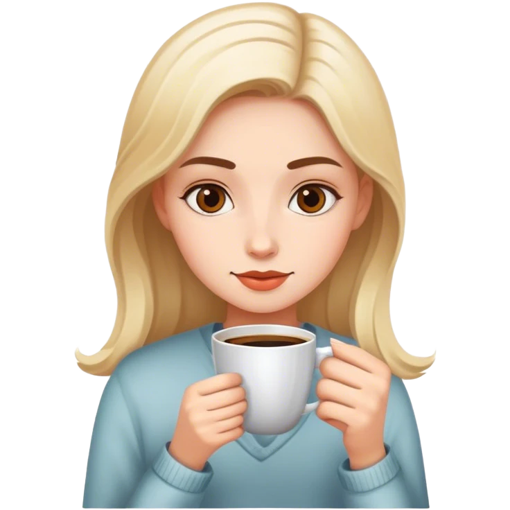 девушка с чашкой кофе emoji