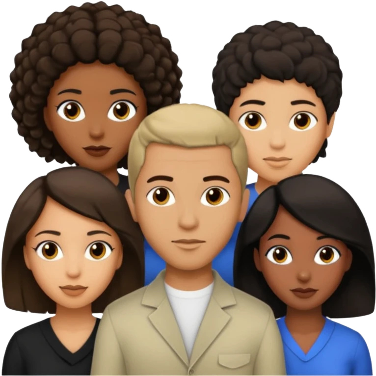  middle Eastern man with short brown hairwith two black african women both are African one is light skin black and one is medium tone black with african hair styles emoji