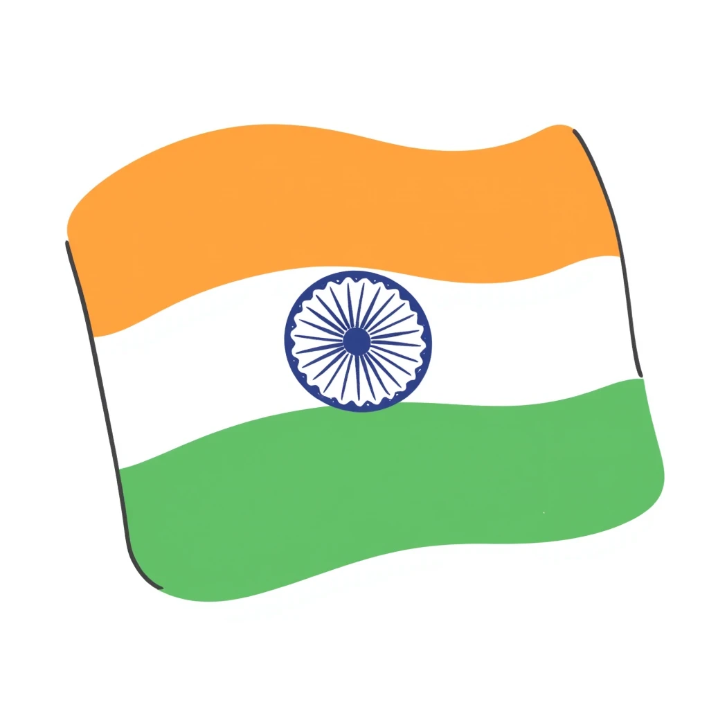 Indian flag with saffron, white, and green horizontal stripes and blue Ashoka Chakra wheel in the center emoji