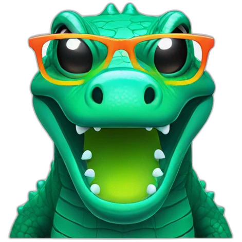 Neon Crocodile with glasses emoji