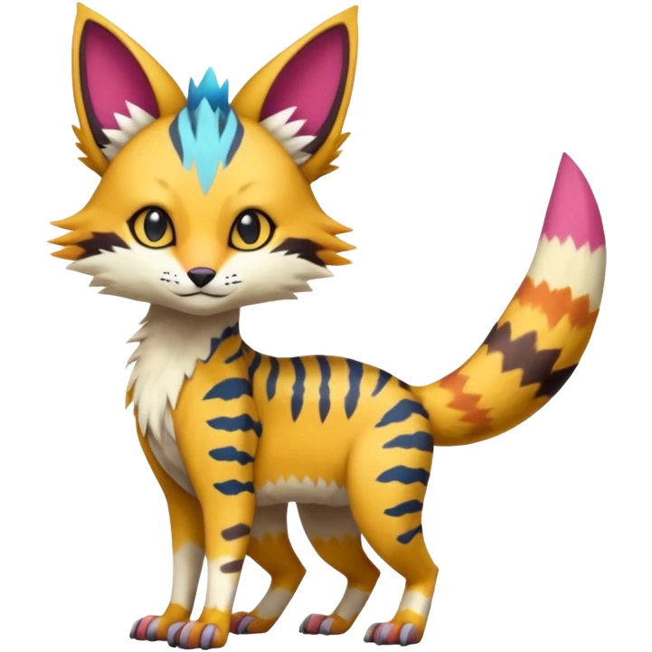 Colorful Soft Bobcat-Sergal-Numbat-Serval-Genet-Pokémon-Digimon-Fakémon-fusion-hybrid-creature emoji