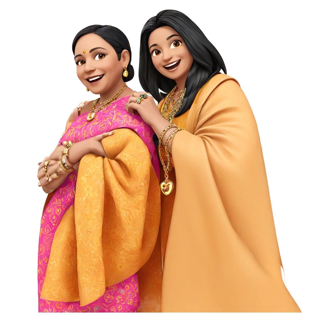 happy girls with jewelry emoji