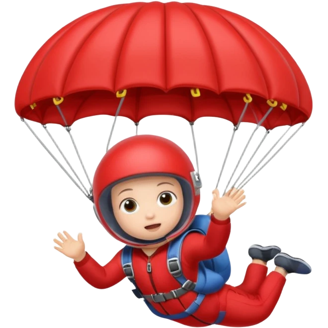 Skydiving baby with parachute and UFO red emoji