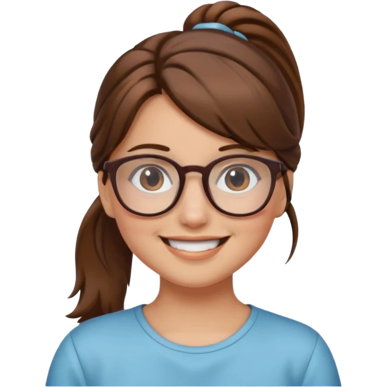 brown haired Ponytail Girl with Glasses emoji