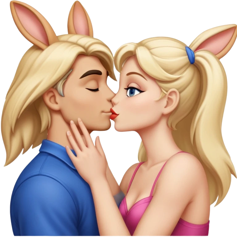Lola bunny as a human kissing a man emoji