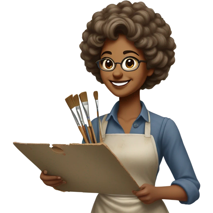woman painter like bob ross emoji